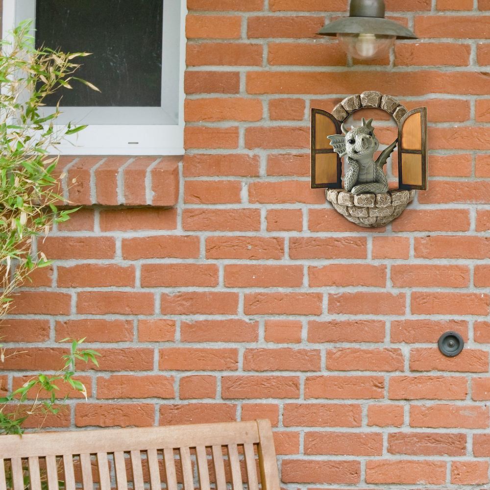 Garden Statue Dragon Meditation Statue Crafts Resin Ornament Dinosaur Shape Sculpture Outdoor Courtyard Decoration Home Decor