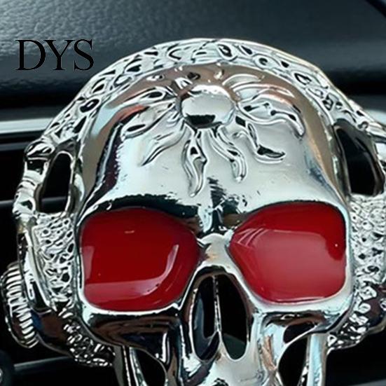 Personalized Car Accessories for Enthusiasts Skull Vent Clips, Metal Head Air Shaped Perfume Clip Freshener Charm, Halloween Auto Interior Accessory