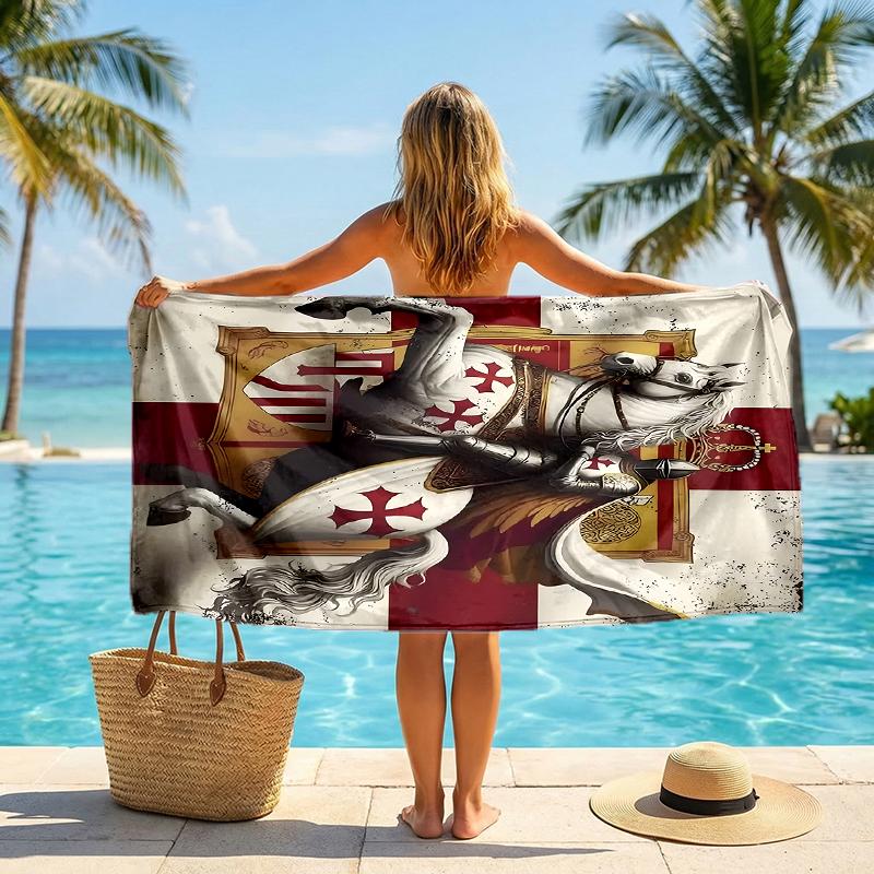 Cross Templars Knight Fashion Beach Towel: Ideal for Summer Adventures Soft, Absorbent and Quick Drying Suitable for Swimming and Bathing