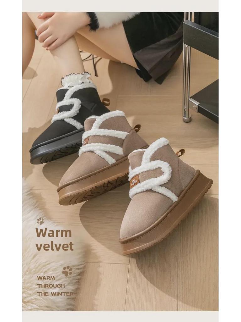 Women's Auutmn Winter Boots with Thickened Velvet Lining for Anti-slip, Warmth and Comfort