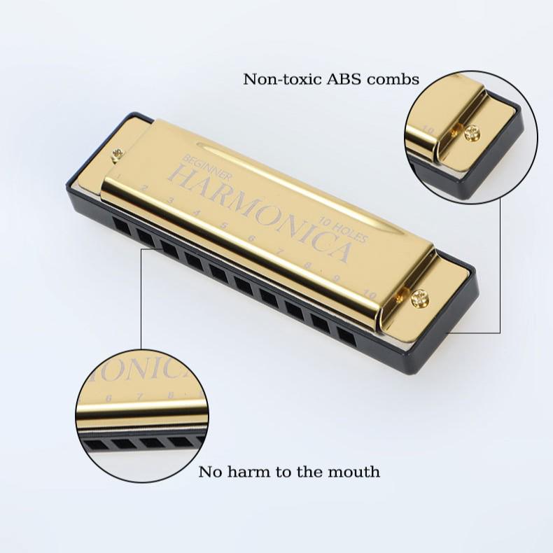 Professional Ten-Hole Metal Harmonica - Alloy Toy Musical Instrument