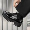Fashion Trendy thick soled men's leather shoes Luxury designer style Leisure Party Outdoor Black height increasing shoe 38-46 Metal