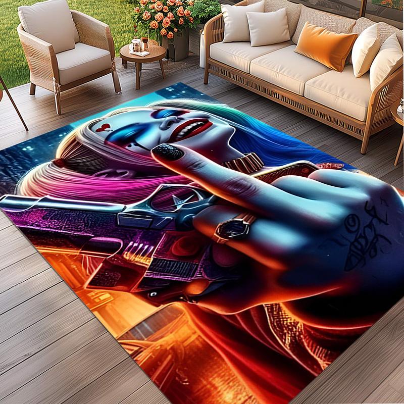 Harley Quinn Joker Print Rug, Washable Floor Carpet, For Entryway Dorm Laundry Room Office Study, Home Decor Birthday Christmas Gift
