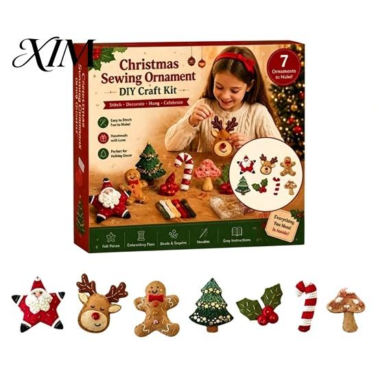 Embroidery Starter Set Christmas Felt Brooch Kit for Beginners, DIY Decorative Pins with Tools, Handmade Art Crafts Festive Clothing Accessories,