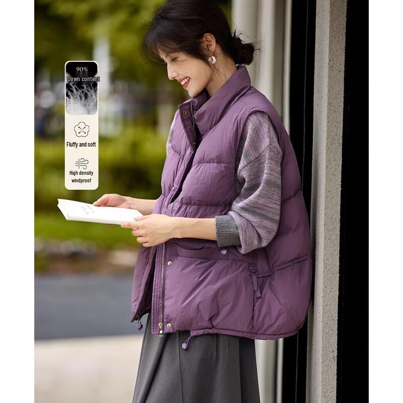 XWI Women s Pocket Design Stand Collar Down Puffer Vest One Size