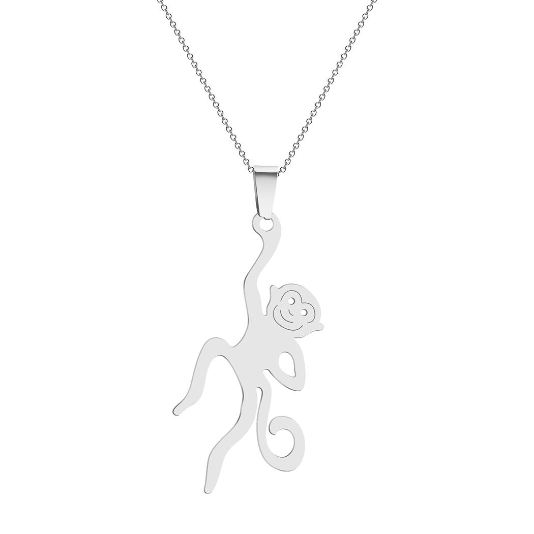 

Kinitial Stainless Steel Tiny Monkey Necklace Animal Pendant Spirit Totem Necklaces For Charm Women Birthday Party Chain Jewelry