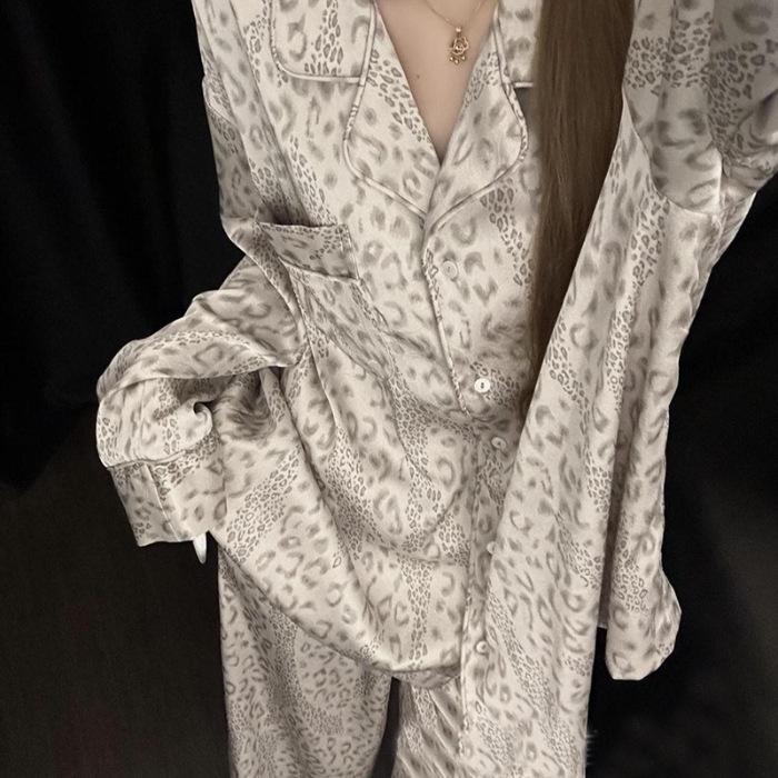 Women's Spring & Autumn Cloud Cotton Pajama Set - Thin Print & Embroidery, Loose Fit, Long Sleeve & Pants Home Wear.