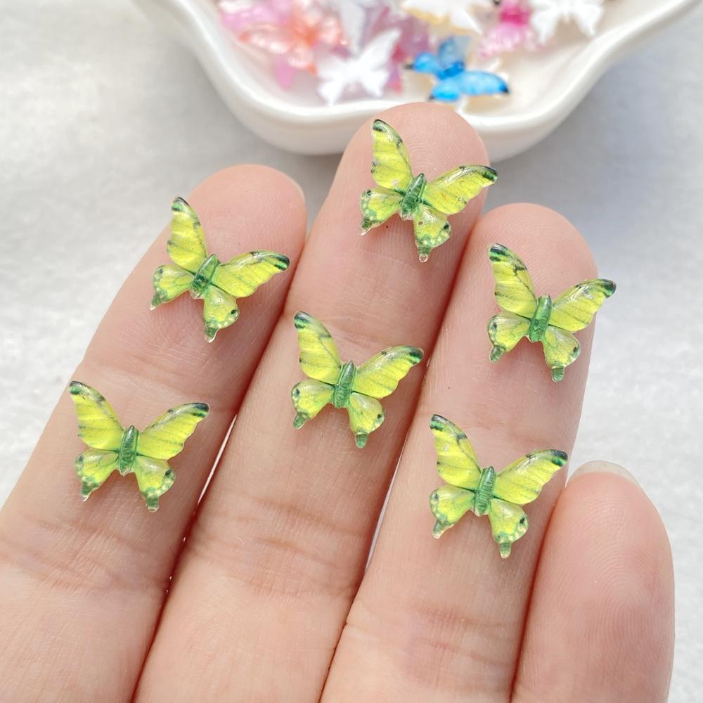 50Pcs Cute Mini Cartoon Colorful Butterflies Nail Art Resin Designer Charms Diy Craft For Nail 3D Decorations Jewelry