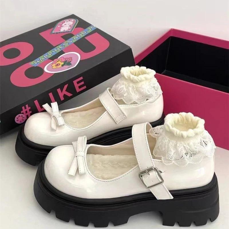 Fashion Shoes for Women 2024 Hot Sale Autumn Women's Pumps Buckle Mary Jane Round Toe Solid Butterfly-knot Mid Heel Dress Cute Pumps
