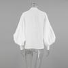 Fashion White Stand-up Collar Women Shirt Lantern Sleeve Elegant Loose Simple Blouse 2025 Spring Women Casual Long Sleeve Top Women's Clothing 3054