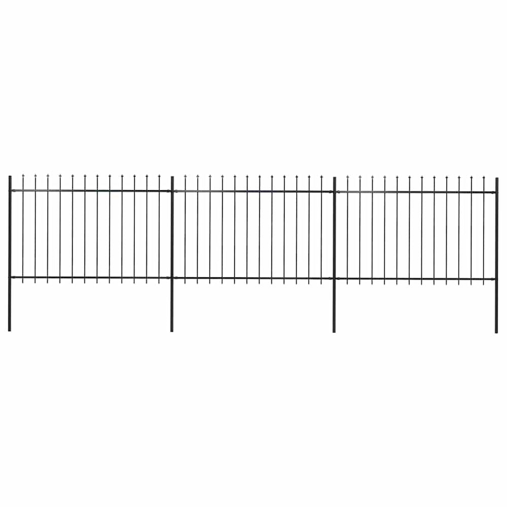 Garden Fence with Spear-shaped Steel Top 537 X 120 Cm