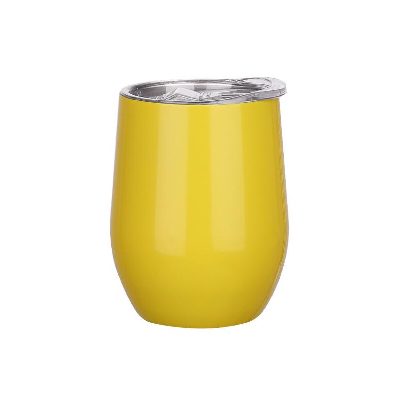 304 Stainless Steel Double-Layer Vacuum Insulated 12oz Egg-Shaped Cup, Portable U-Shaped Design with Heat Sublimation Spray.