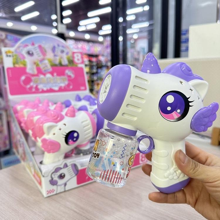 

Cool Unicorn Electric Bubble Gun Automatic Soap Blower With Light Summer Outdoor Party Games Bubbles Machine For Young Boys Girls
