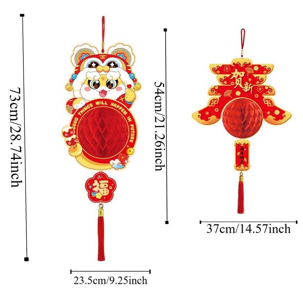 Chinese Snake Year Pendants Blessing Honeycomb Ball Ornament New Year Red Paper Lantern Birthday