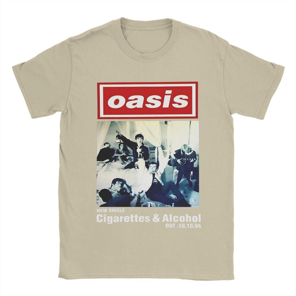 Casual Band Rock O-Oasis T-Shirt Men Crewneck Short Sleeve Clothes 100%Cotton Summer Clothing
