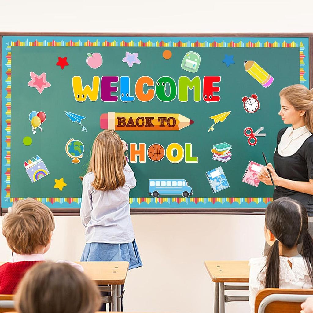 Back to School Classroom Bulletin Board Decoration Set Welcome Back to School Cutouts for First Day of School Classroom Wall Door Decorations for