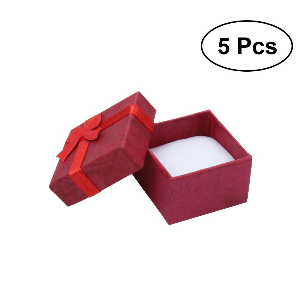5pcs Wrapping Box Bowknot Delicate Paper Jewelry Wrapping Boxes Gift
