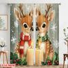 2ks, 2D plošný tisk Tištěné závěsy Roztomilý jelen Vánoce Sněhové vločky Svátek (3) Všestranný 100% polyester (bez tyče)