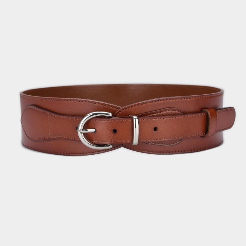 Women's Waistband with Down Jacket, Big Windbreaker, New Wide Belt, Versatile and Fashionable Black Belt