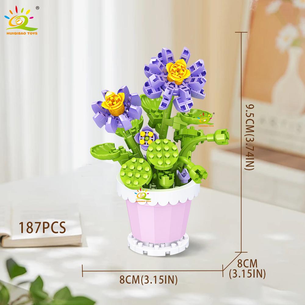 Non-Toxic Moc Eternal Flower With Pot Micro Building Block Diy Sunflower Rose Bouquet Mini Model Brick Toy Home Desk Decoration