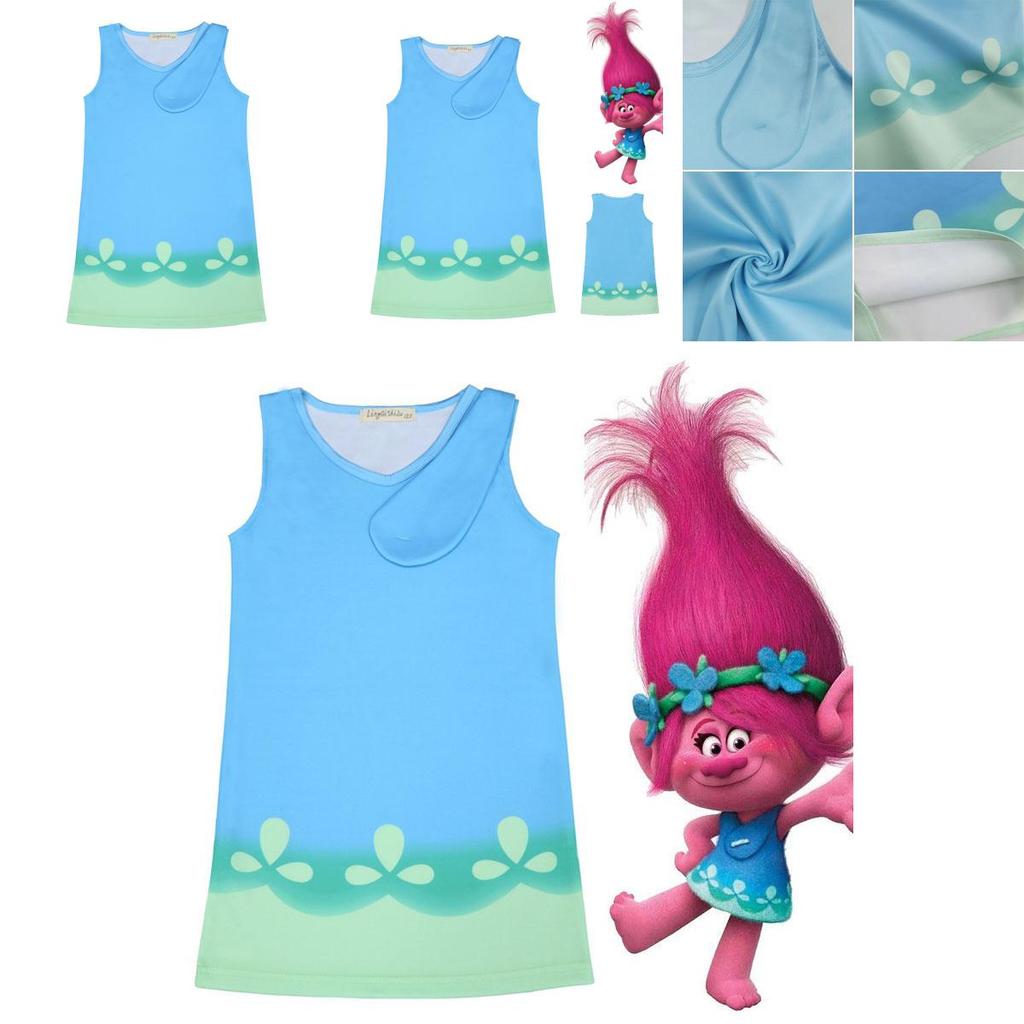 Entzückendes Trolls Poppy Cosplay-Kostüm für Kinder Perfekt für Geburtstagsfeiern