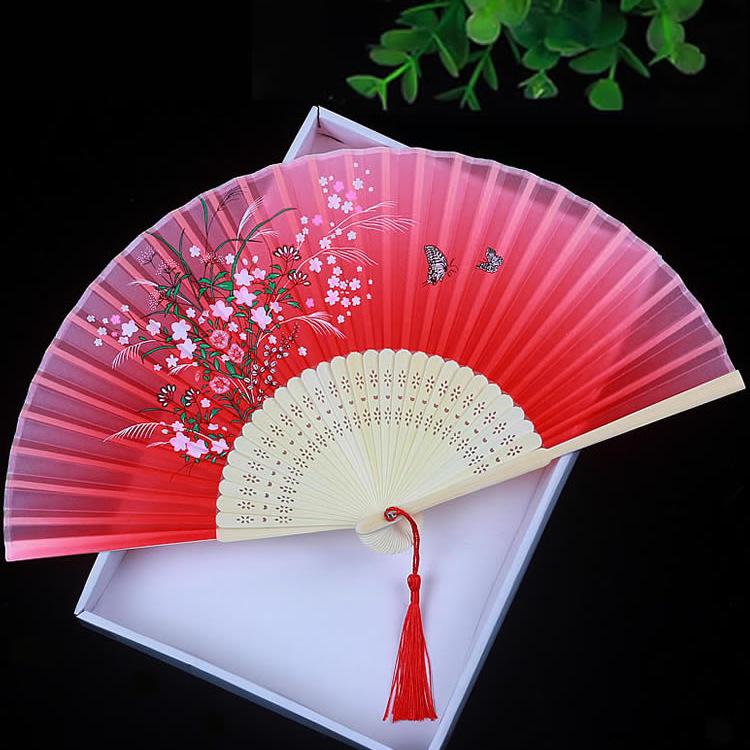 Children's Portable Pink & Blue Folding Dance Fan for Hanfu & Cheongsam