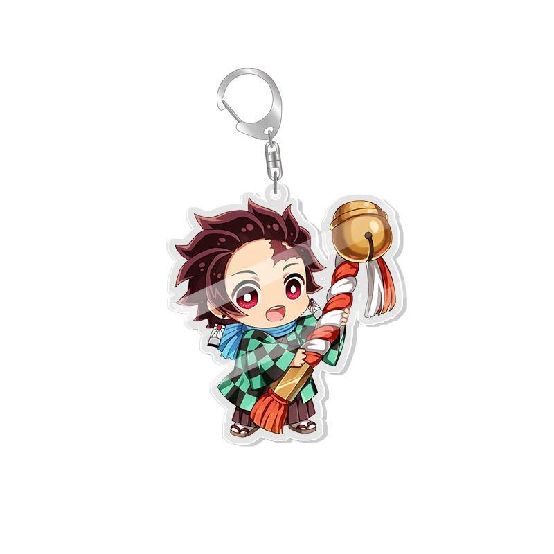 Pingente Chaveiro Anime Demon Slayer Kimetsu No Yaiba Kamado Tanjirou Dupla Face HD Pingente de Bolsa Presente Para Fãs Adereços de Cosplay Presente de Joalheria