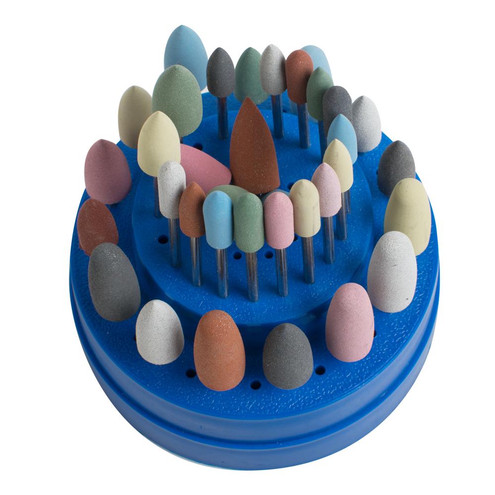 

35 шт., стоматологические лабораторные силиконовые полировальные боры для композитной смолы + 1 шт., 60 отверстий синий