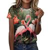 Summer Tropical Plant Flamingo 3D Print T-Shirts Women O-Neck Short Sleeve T Shirt Street Y2k Harajuku Tees Tops Female Clothing