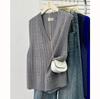 Plus Size Women's Solid V-neck Knit Vest for Spring/Autumn 2026 - Versatile Cardigan Outerwear