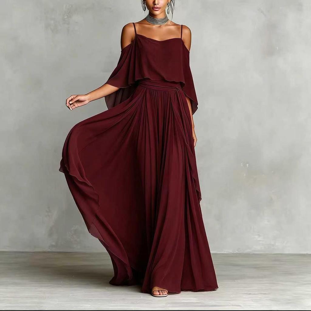Abito da Donna Nuovi Stile Senza Maniche Scollo Aperto Manica Larga Vestibilità Larga per Occasioni Formali