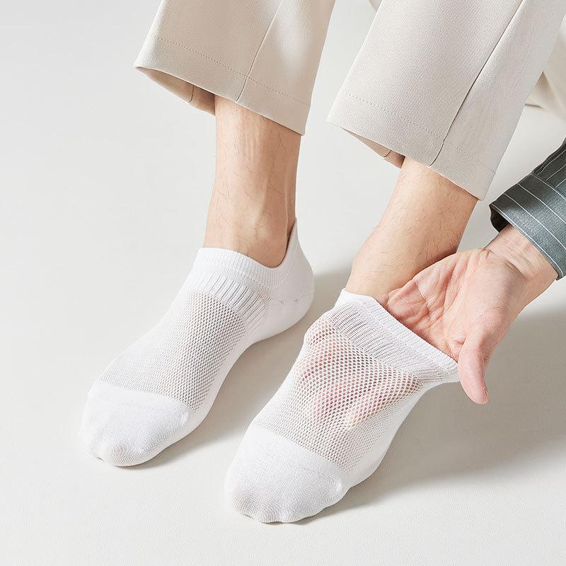 Men's Spring and Summer Pure Cotton Shallow Mouth Deodorant Sweat Absorption Invisible Antibacterial Socks