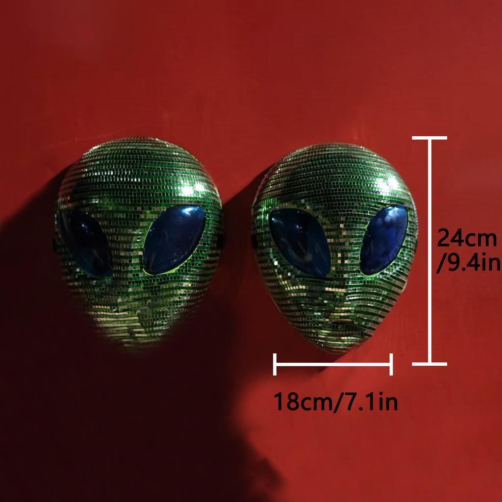Halloween Alien Mask Disco Mirror Shiny Mask Party Dance Costume Mask Metallic Futuristic Party Prop