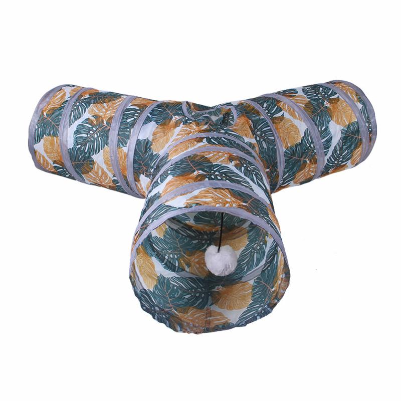 Tube de Tunnel imprimé pour chat, jouets pliables, entraînement amusant, seau de forage interactif, pour animaux de compagnie
