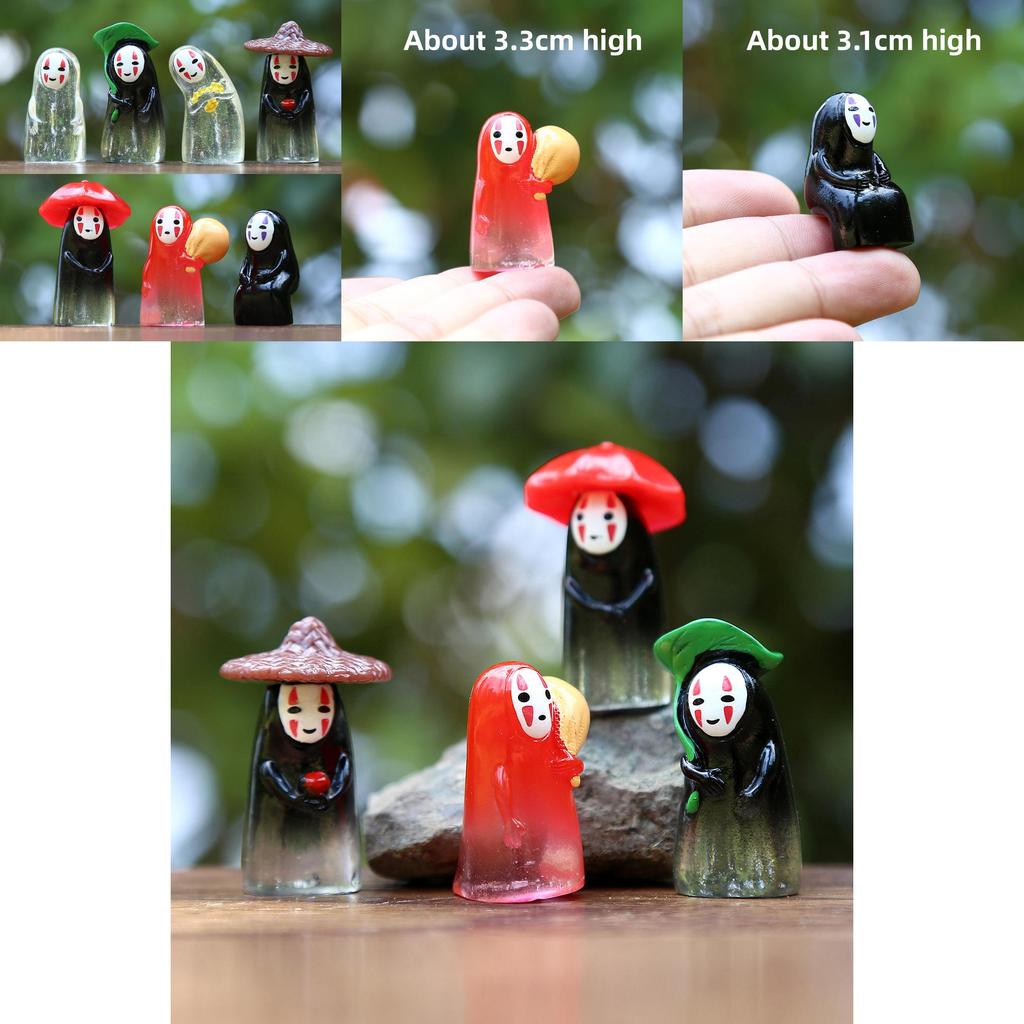 No Face Man Holding Umbrella Sitting Posture Hat Mini Model Desktop Ornament For Kids And Collectors