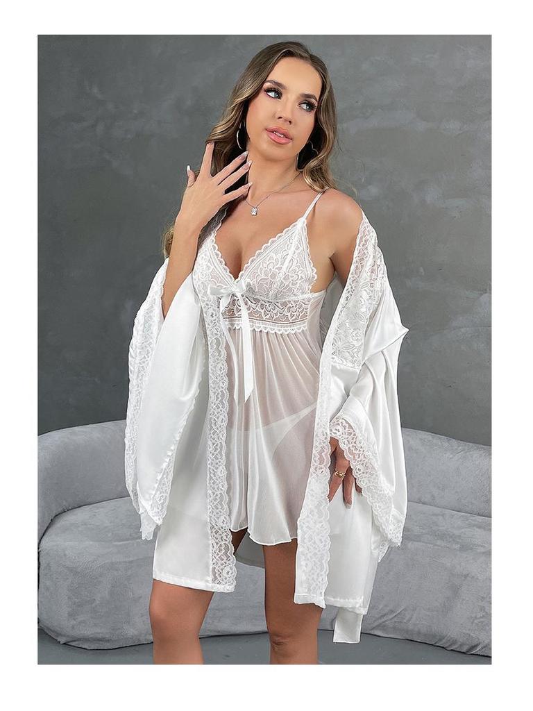 Women's Satin Bathrobe & Pajama Set 850 - Sexy & Loose Fit Homewear