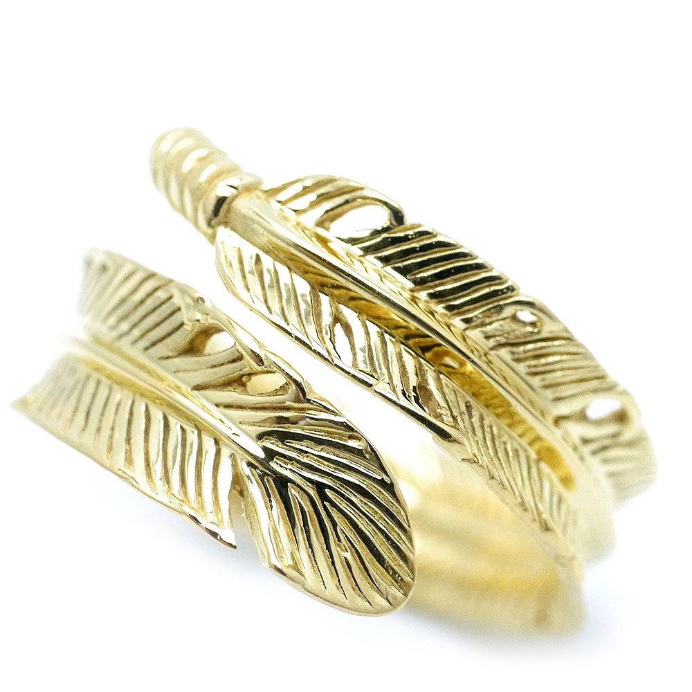 

24K Plated Silver 925 Feather Ring SA Fine One Size Fits Most Yellow Gold 24K GP Coating Ring [Silver One] Men s
