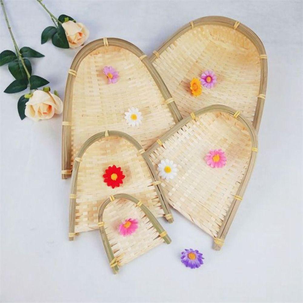 Handwoven Handmade Knitted Tasteless Kitchen Supplies Bamboo Basket Vegetable Storage Tray Dustpans