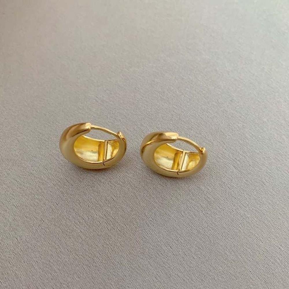 Waterproof Golden Round Earrings Elegant Silver Ear Buckles Wedding Circle Earrings Women