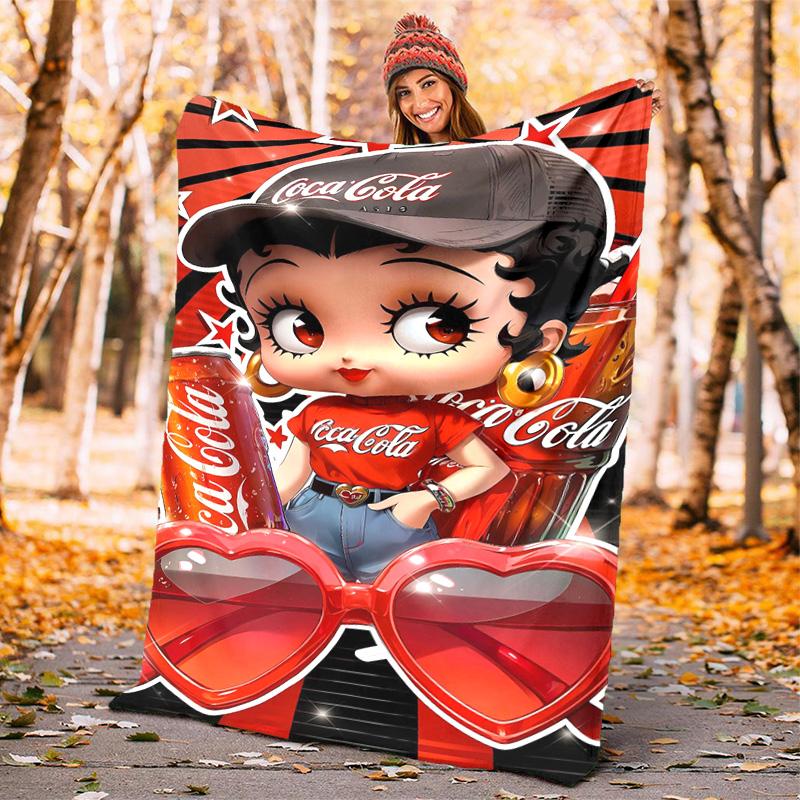 Christmas Gift Halloween Themed Cola Beverage Coca Cola Blanket Soft Home Furnishing Nap Decoration Four Seasons Warm Sherpa Blanket U24