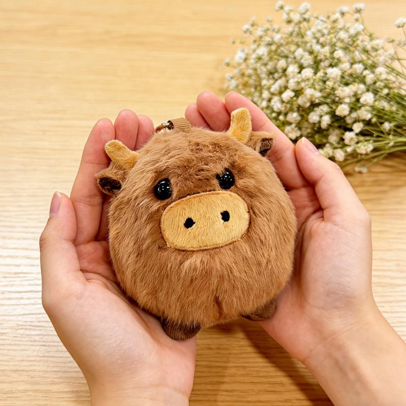 10Cm Kawaii Brown Cow Plush Toys Keychain Bag Pendant Super Cute Animal Dolls Multifunctional Decorative Pendant Gifts For Child