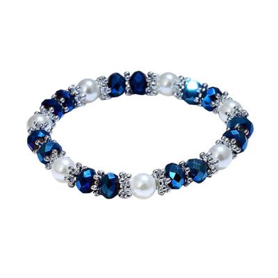 Damen Armband Faux-Kristall Faux-Perle Kontrastfarbe Umarmung Glück Innen