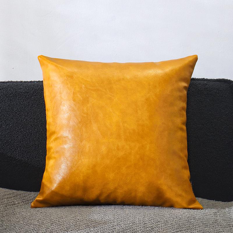 Vintage Leder Kissen: Ultra-Weiches PU-Rindsleder-Korn-Kissen für Sofa - Anpassbare Hülle, Einzelstück 45x45 cm pillowcase only