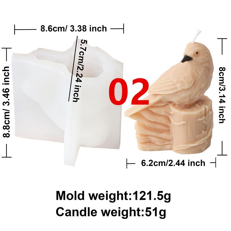 3D Cartoon Eule Silikon Kerzenform DIY Niedliches Tier Duftkerze Gips Tropfkleberform Papagei Lerche Handgefertigt Wohndekor