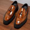 Men's Plus Size Brogue Loafers - British Business Tassel Slip-on Casual Leather Shoes, Korean Style.