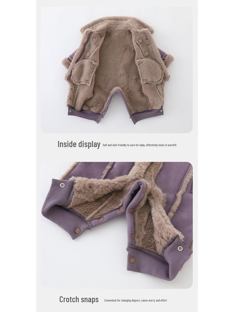 DUUDUU Winter Cotton Rompers for Newborns & Infants, Fleece-Lined, Class A, Thick Jumpsuits