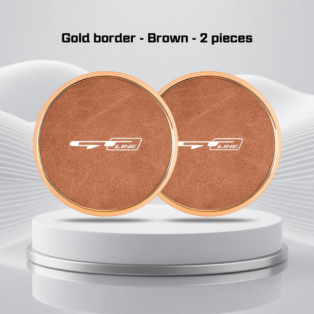 Car Leather Alloy Coaster For Kia GTLine RIO K2 K3 K4 K5 k8 Sportege Picanto Optima Soul Ceed Water Cup Holder Pad Non-slip Mat rnqt40