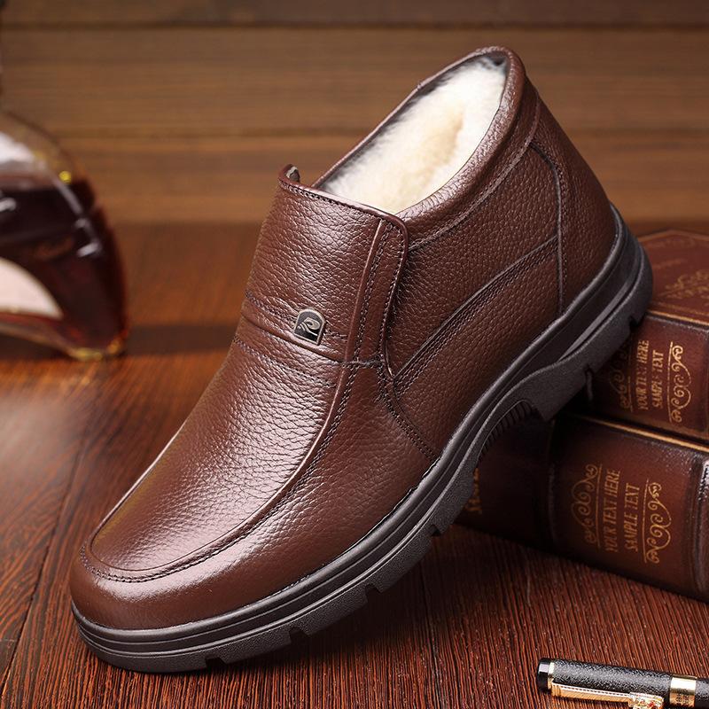

Elderly cotton shoes men s shoes winter men s cotton leather shoes leather velvet warm winter shoes middle-aged and elderly father shoes winter 44