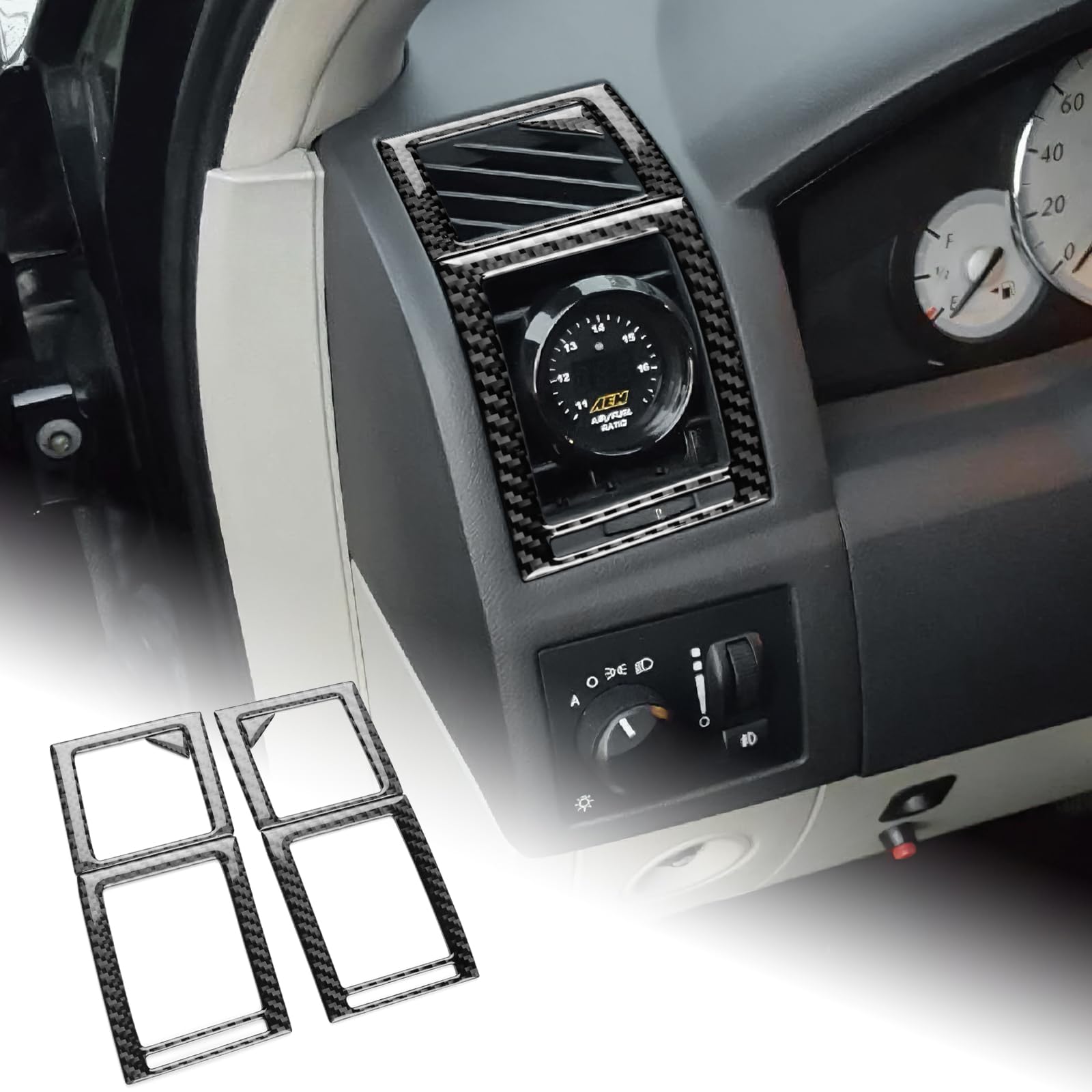 

AIRSPEED Carbon Fiber Interior Customization Accessories for Chrysler 300C Generation Includes Dashboard Air Conditioning Vent Stickers and Side Vent чёрный