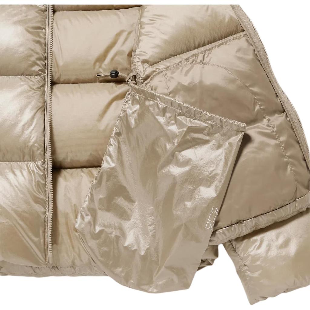 Uniqlo Korean Style Shiny Padded Comfortable Short Zip-Up Stand Collar Down Jacket Women Outerwear Beige 450456-31
